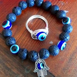 Evil Eye Bracelet/ring set